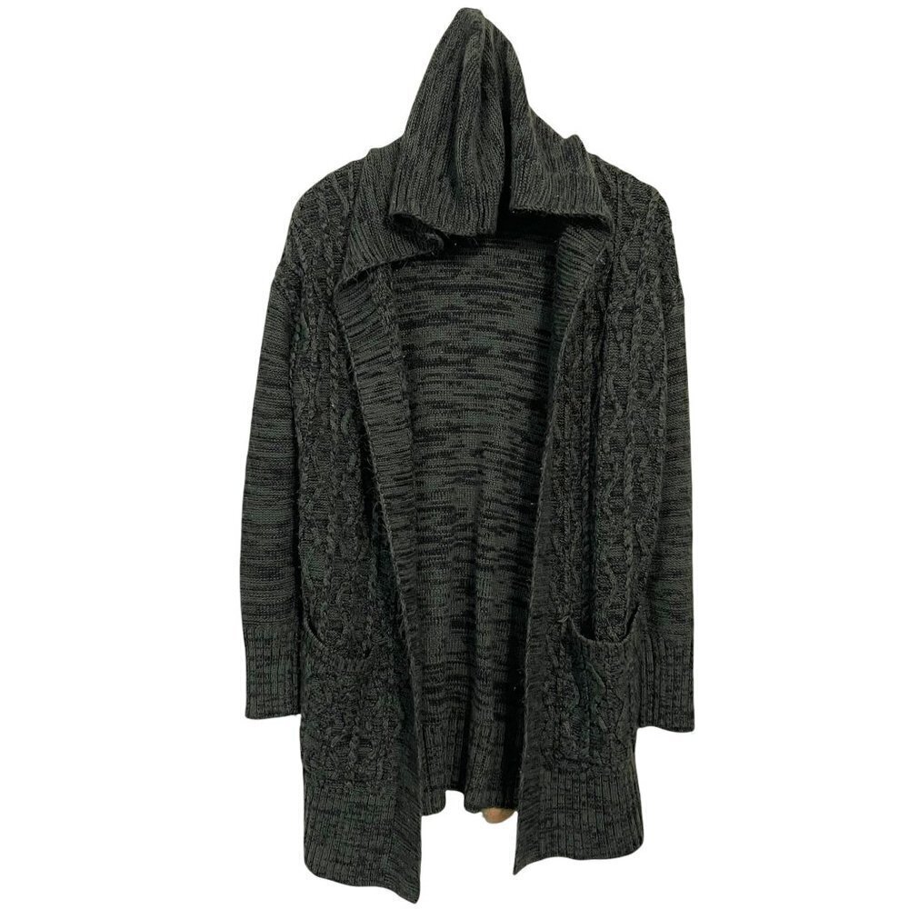 READ Mossimo Women's Green Cable Knit Chunky Open Oversized Hooded Cardigan XS